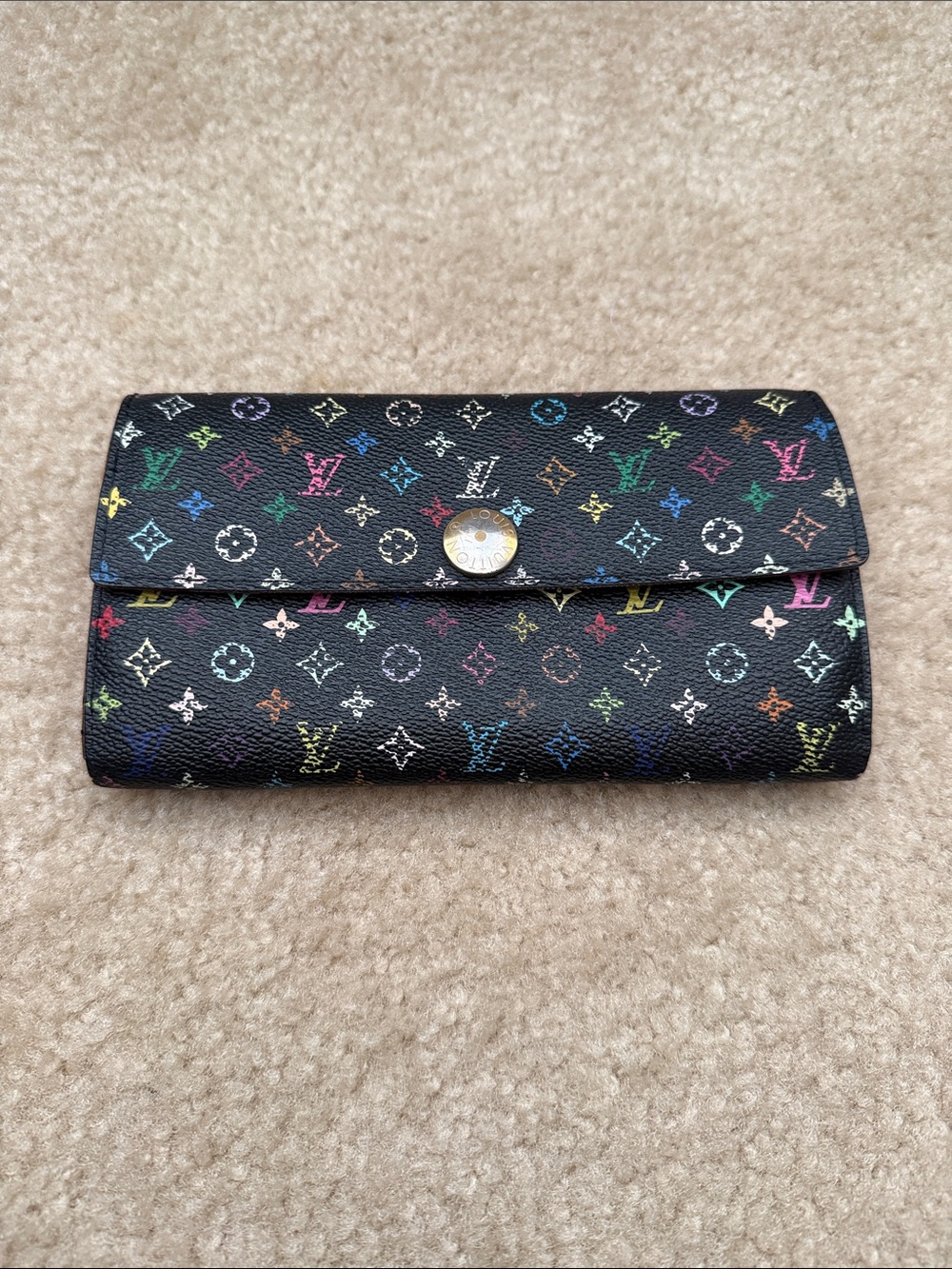 Louis Vuitton Black Murakami Multicolor Monogram Snap Wallet